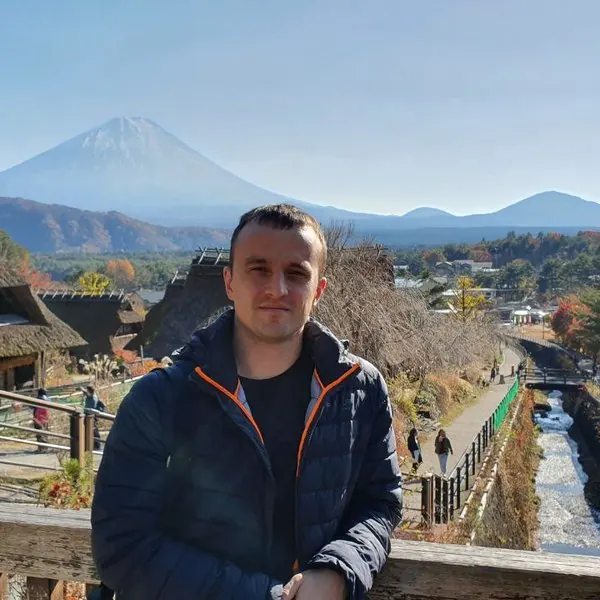 NVCoding team member with Mt. Fuji in the background